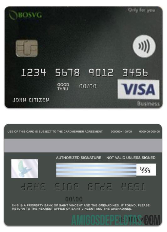 Cartão de visita BOSVG Visa de São Vicente e Granadinas amostra